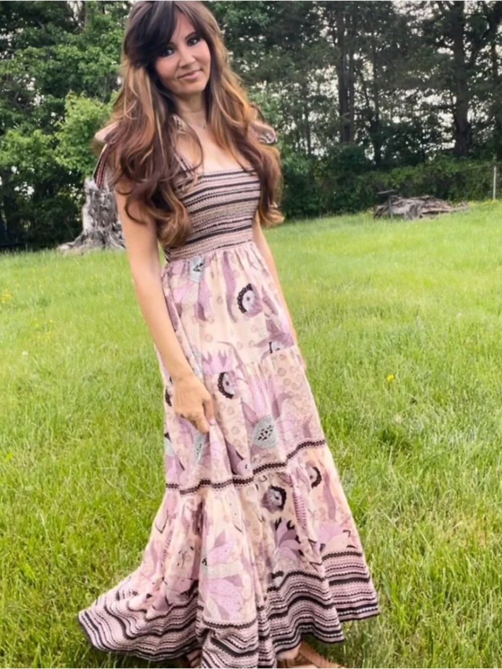 Anthropologie Omika Lana Smocked Maxi Dress Sz S Resortwear Boho Spring‎ Summer